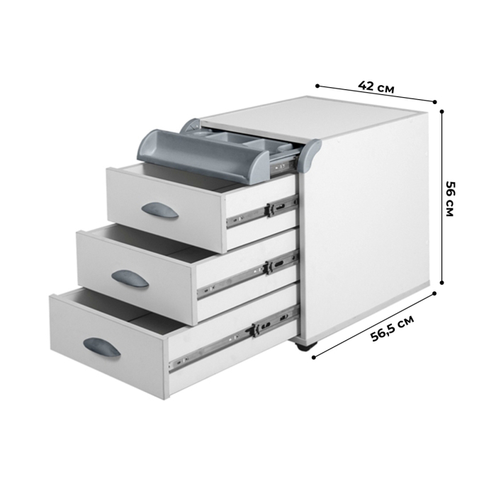 Характеристики Тумба Дэми ТУВ.06 подкатная на 3 ящика с органайзером